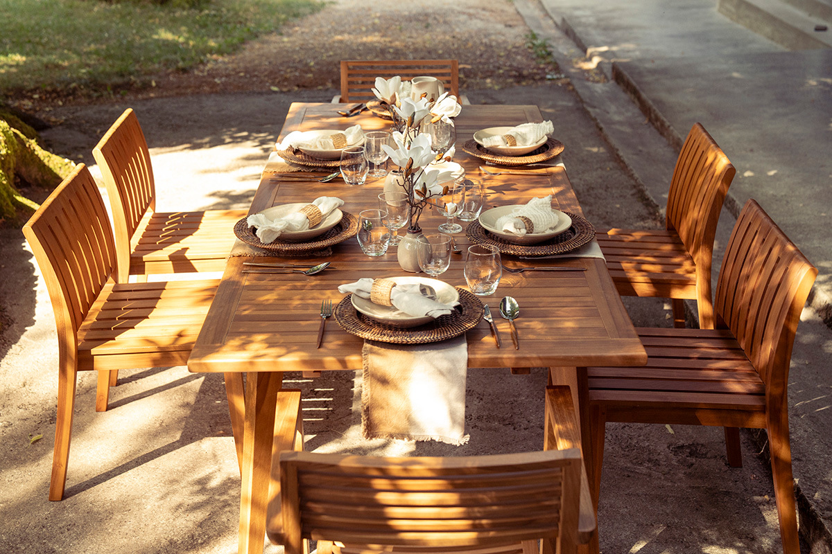 Mesa de jard�n extensible de madera maciza de teca L160-210 cm LOMBOK