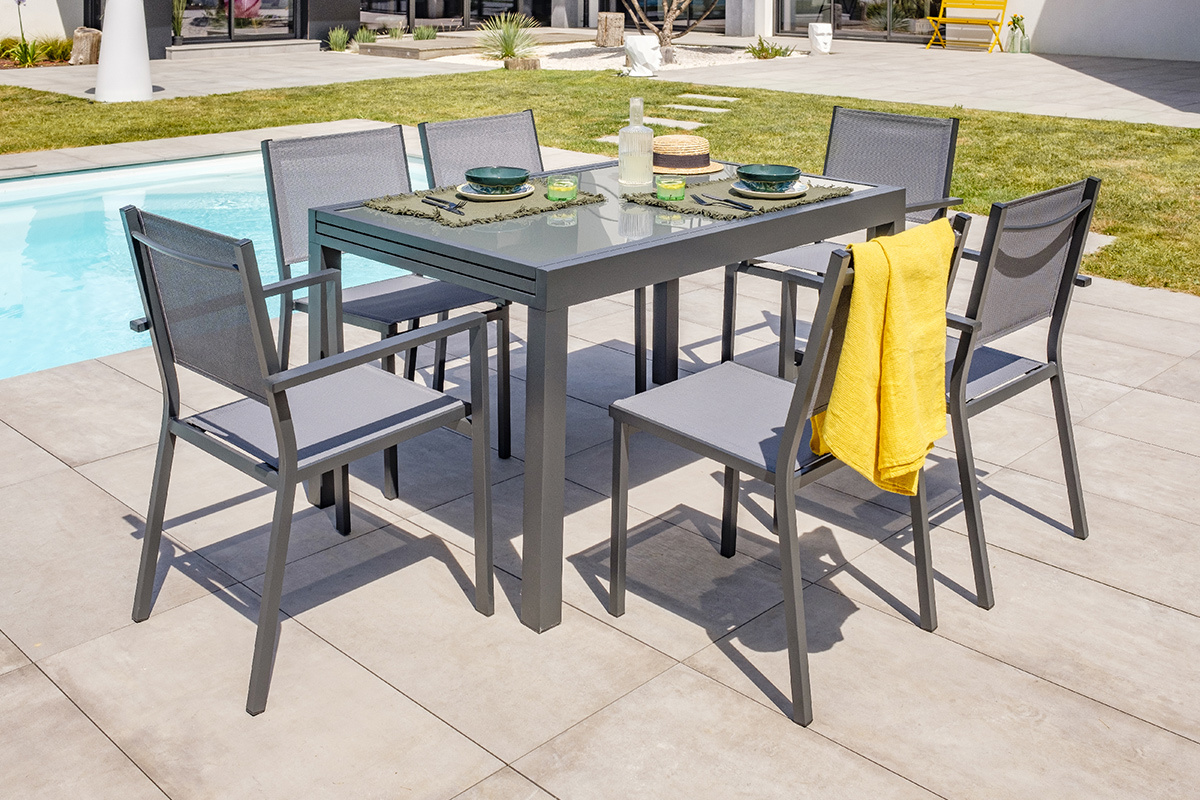 Mesa de jardn extensible gris antracita L135-270 cm PORTOFINO