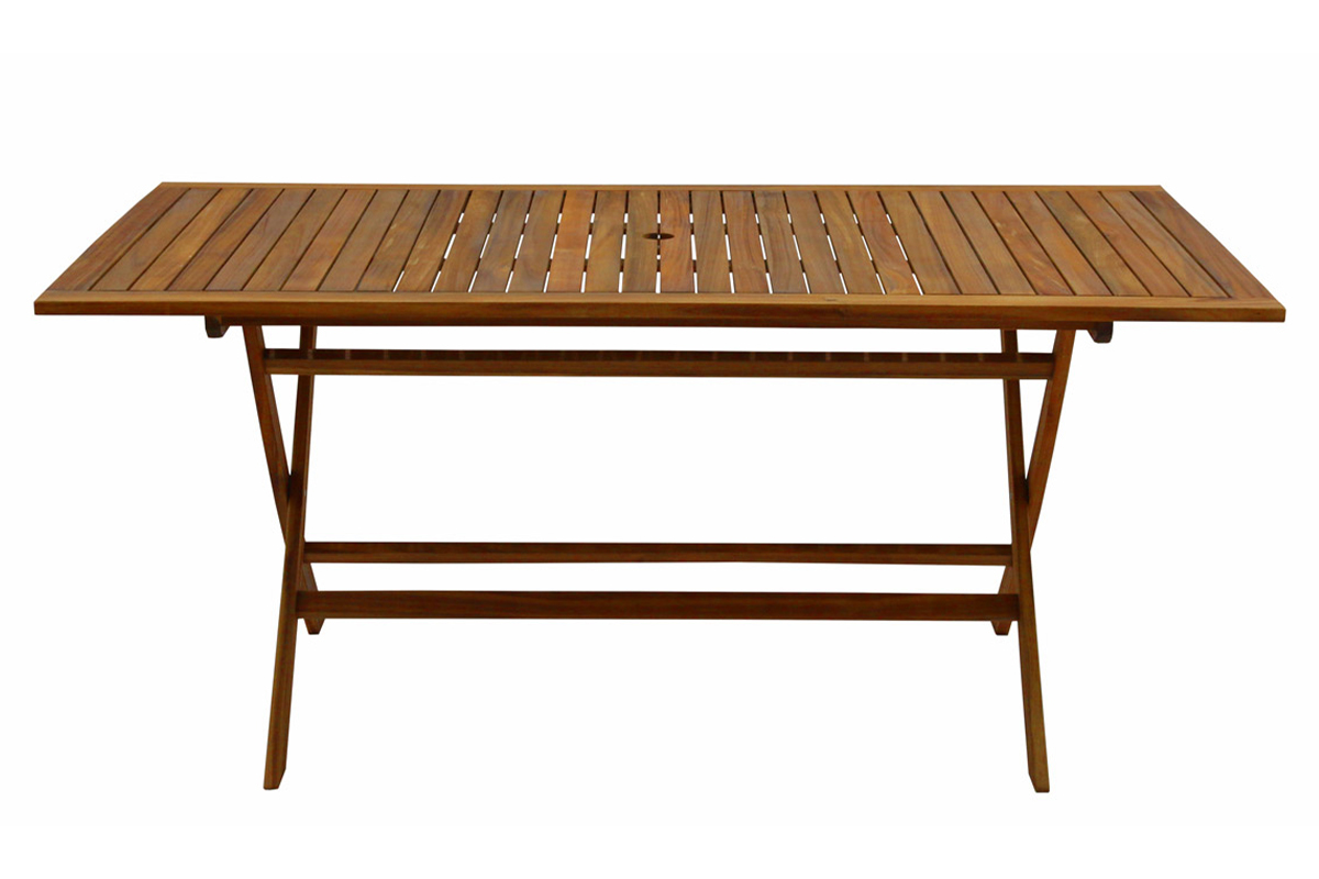 Mesa de jardn plegable rectangular de madera maciza 170 cm CANOPEE