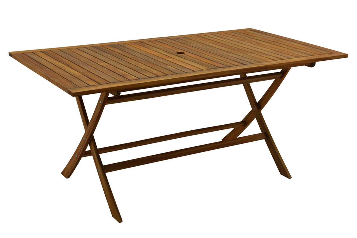 Mesa de jardn plegable rectangular de madera maciza 170 cm CANOPEE