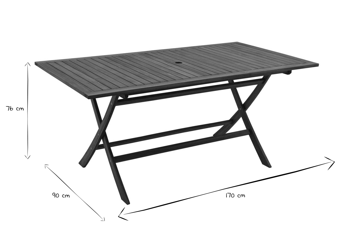 Mesa de jardn plegable rectangular de madera maciza 170 cm CANOPEE