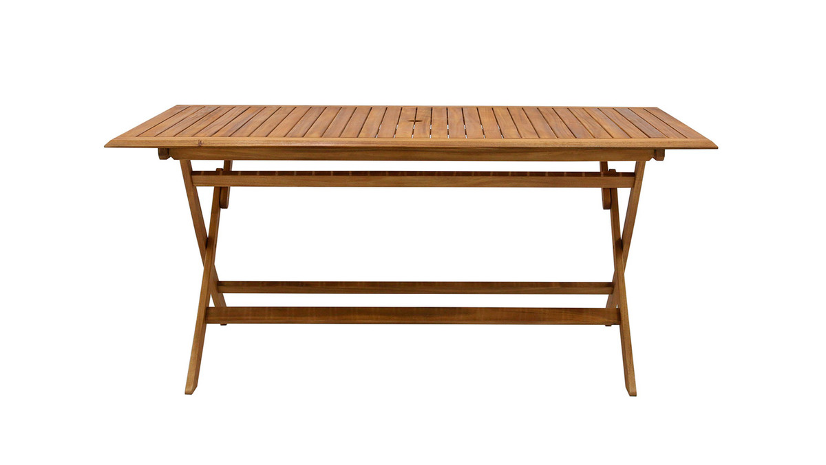 Mesa de jardn plegable rectangular de madera maciza 170 cm SANTIAGO