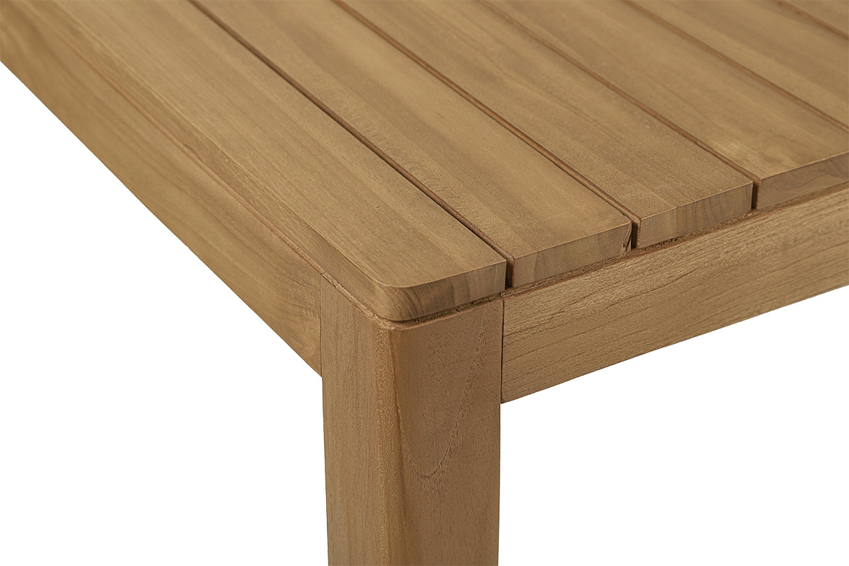Mesa de jard�n rectangular de teca maciza, vista superior, tablero de lamas.
