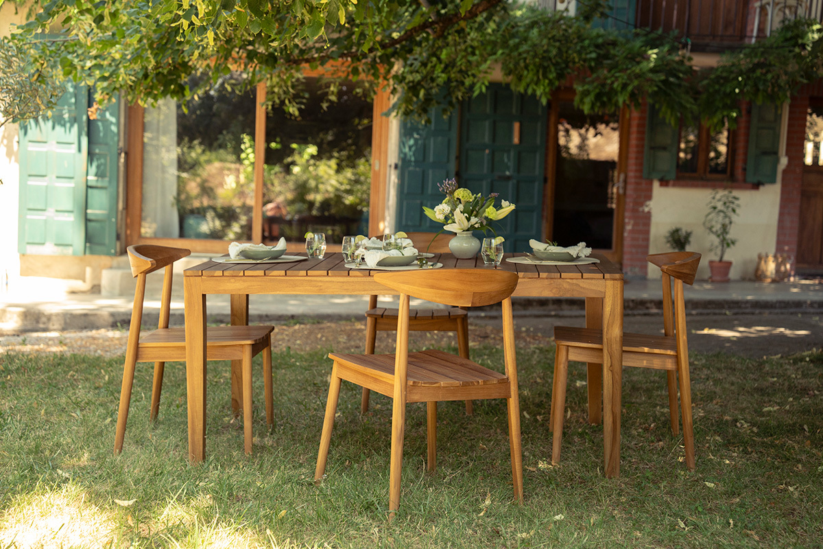 Mesa de jard�n rectangular de madera de teca maciza L160 cm UBUD