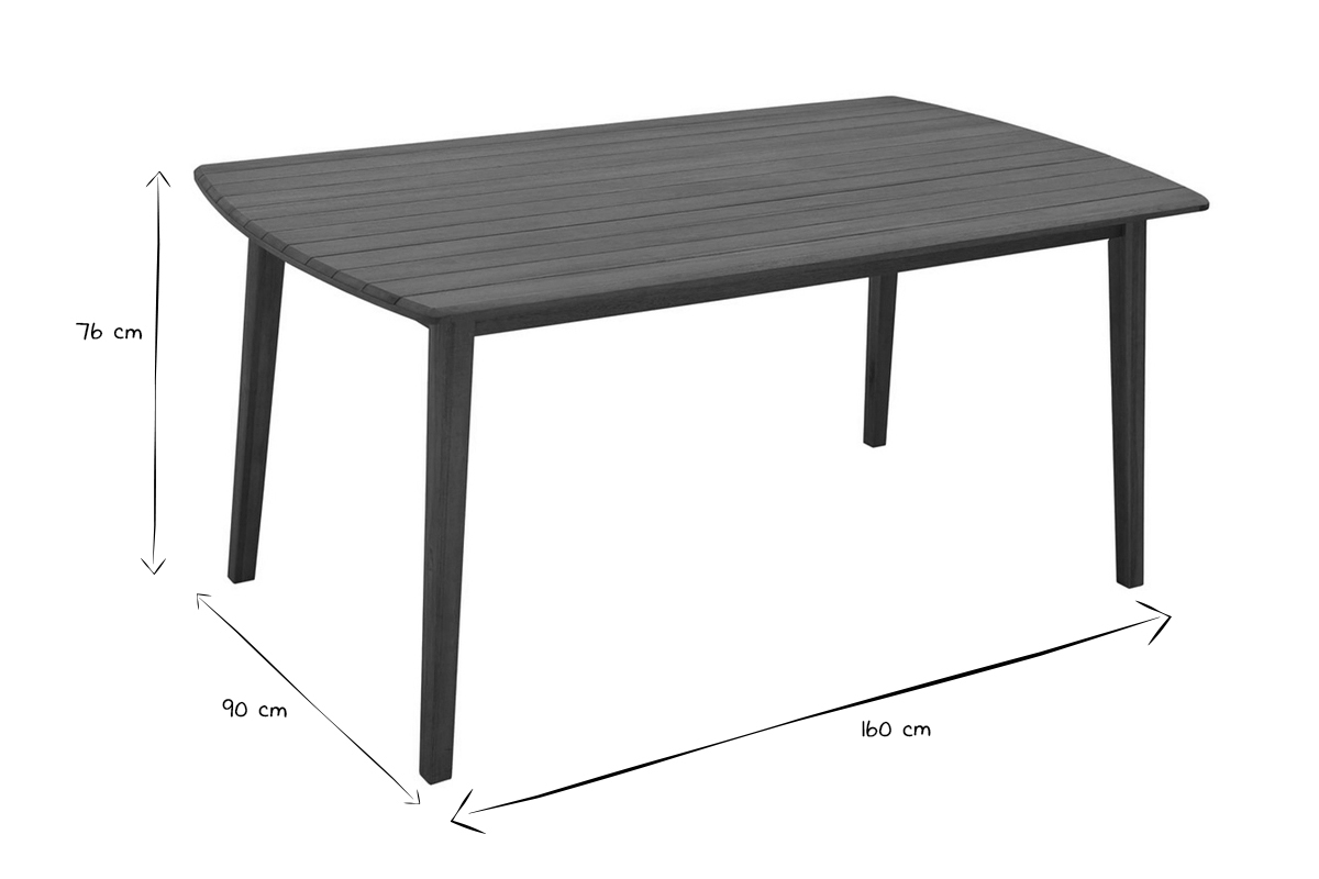 Mesa de jardn rectangular de madera maciza 160 cm CANOPEE