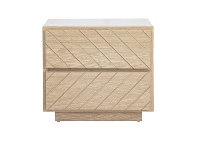 Mesa de noche con almacenamiento 2 cajones acabado madera roble MATALA