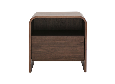 Mesa de noche con caj&oacute;n en madera oscura nogal KYLIA