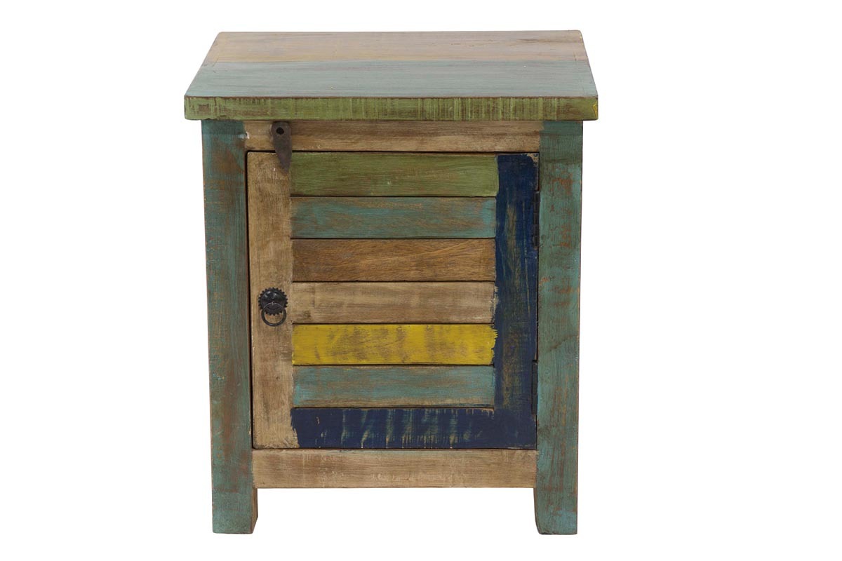 Mesa de noche dise�o madera reciclada MAYOTTE