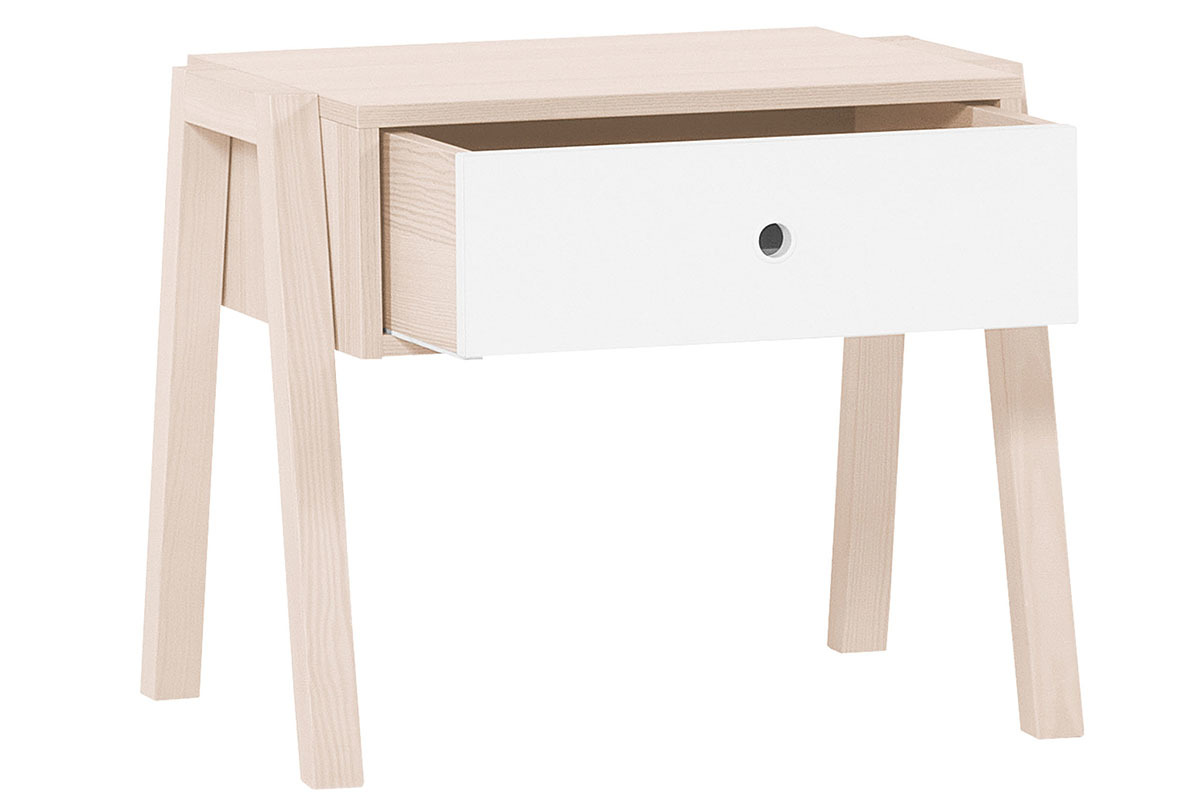 Mesa de noche diseo madera y blanco EASY