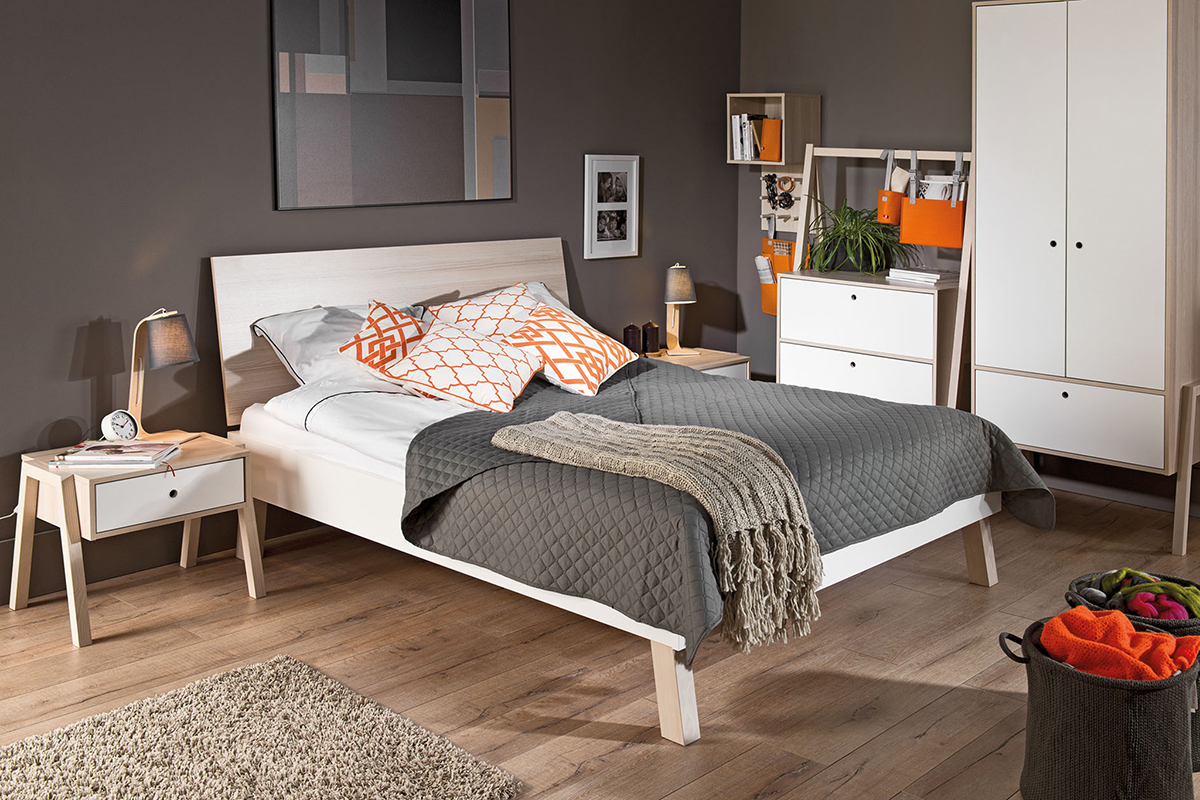 Mesa de noche diseo madera y blanco EASY