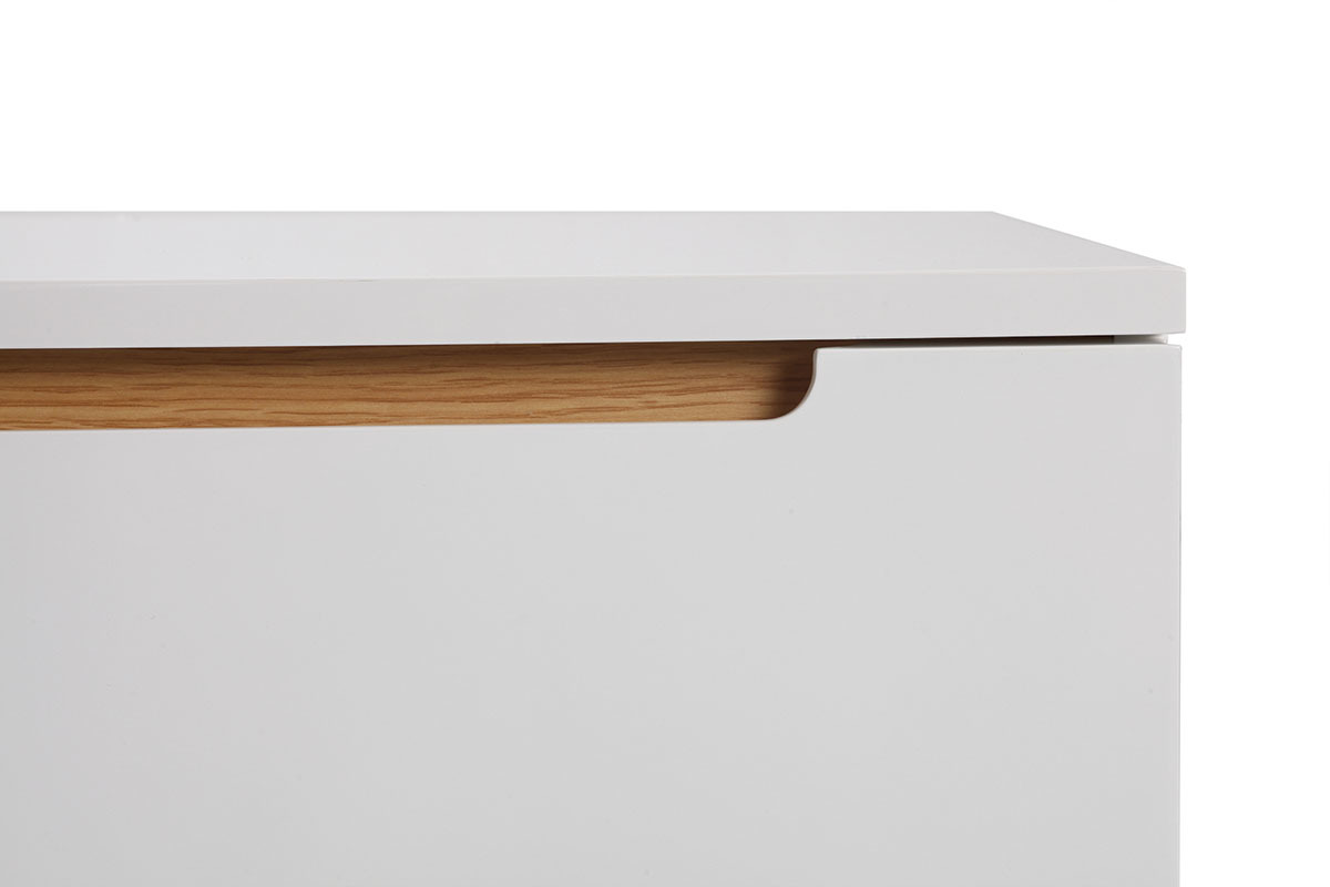Mesa de noche escandinava blanco brillante y fresno MELKA