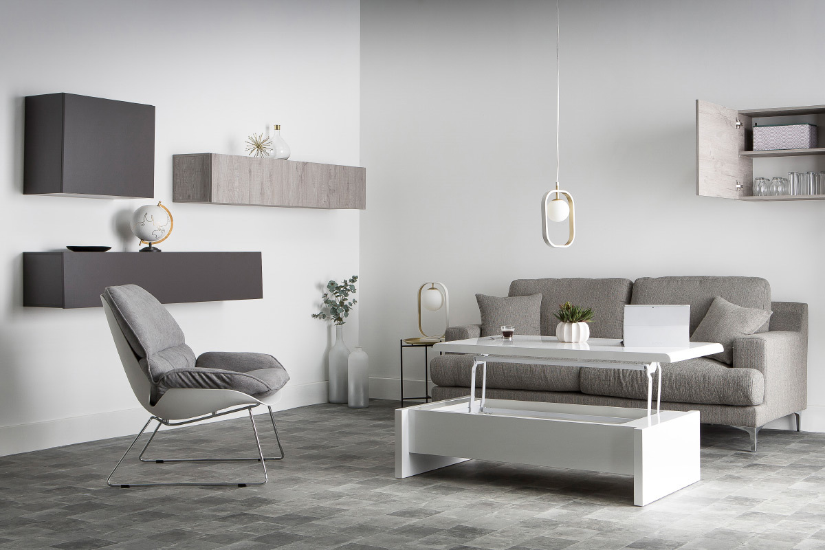 Mesa de saln de diseo lacada blanca LOLA