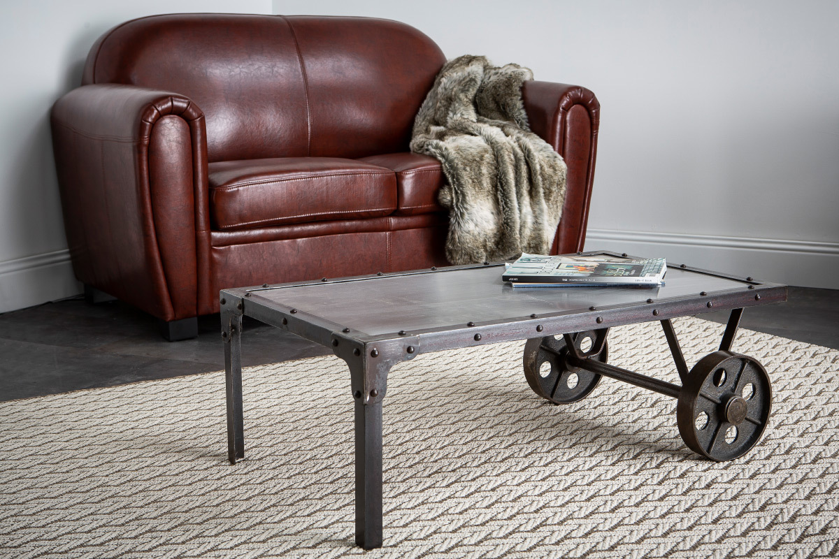 Mesa de saln estilo industrial de metal CHARIOT