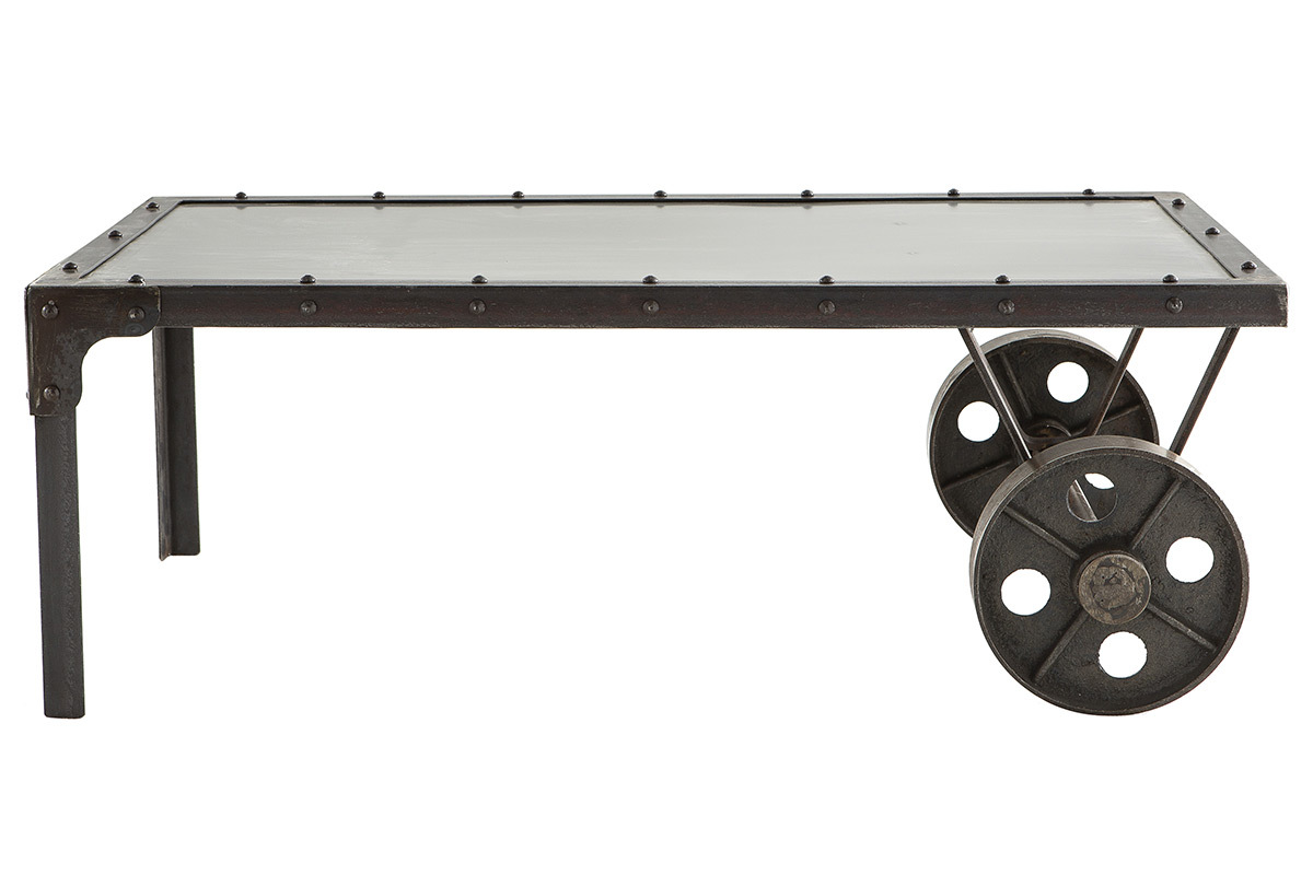 Mesa de saln estilo industrial de metal CHARIOT