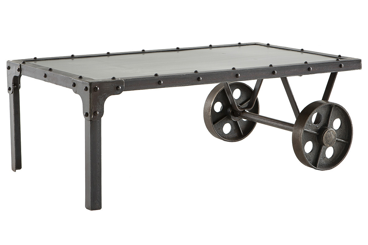 Mesa de saln estilo industrial de metal CHARIOT