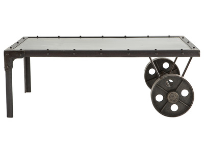 Mesa de sal&oacute;n estilo industrial de metal CHARIOT