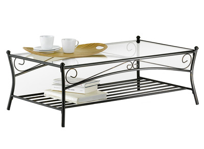 Mesa de sal&oacute;n FLORENCE de acero y de cristal templado