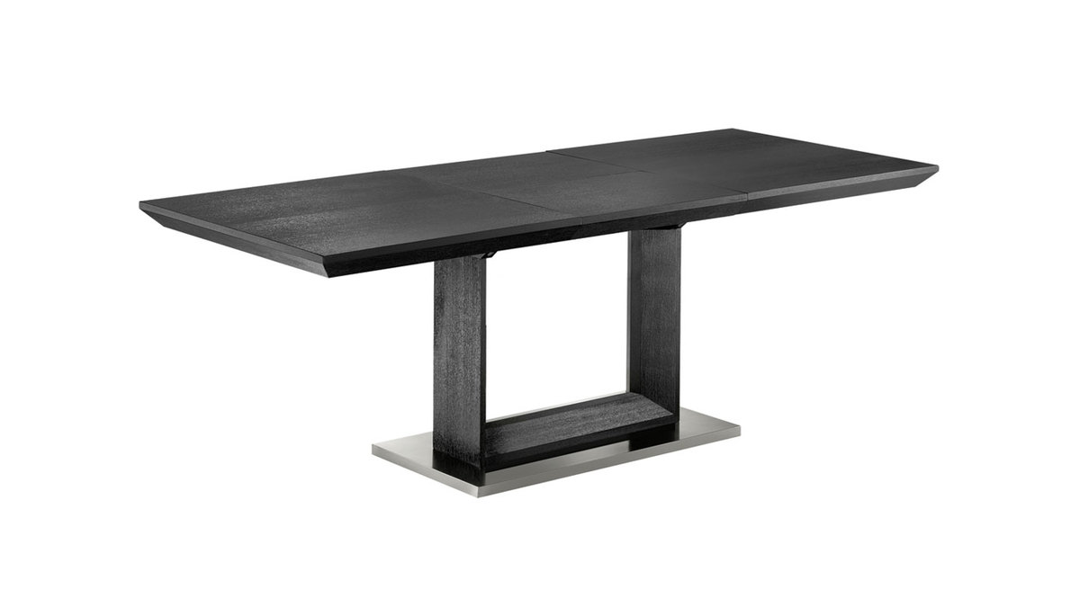 Mesa diseo extensible negra 160-220cm base aluminio cepillado ELENI