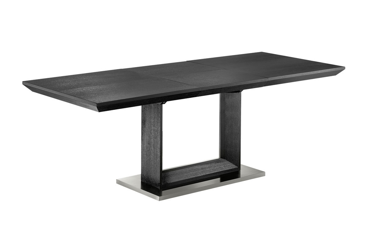 Mesa dise�o extensible negra 160-220cm base aluminio cepillado ELENI