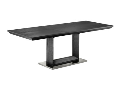 Mesa dise&ntilde;o extensible negra 160-220cm base aluminio cepillado ELENI