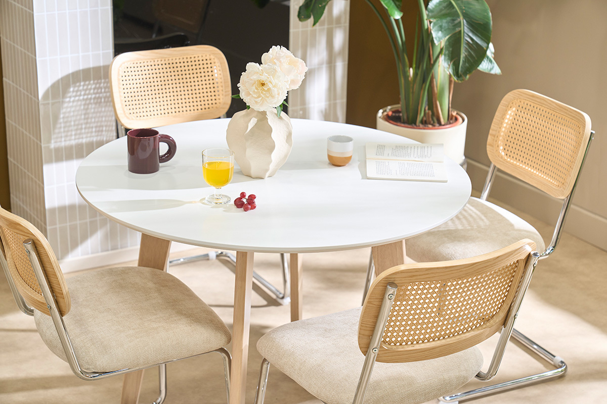 Mesa dise�o madera y blanco D100 LEENA