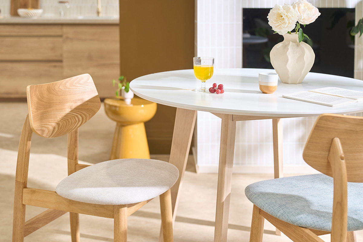Mesa dise�o madera y blanco D100 LEENA