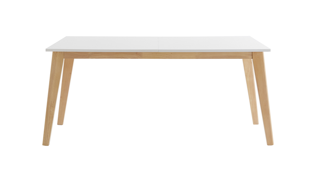 Mesa extensible blanca de madera clara 160-205 cm SWAD
