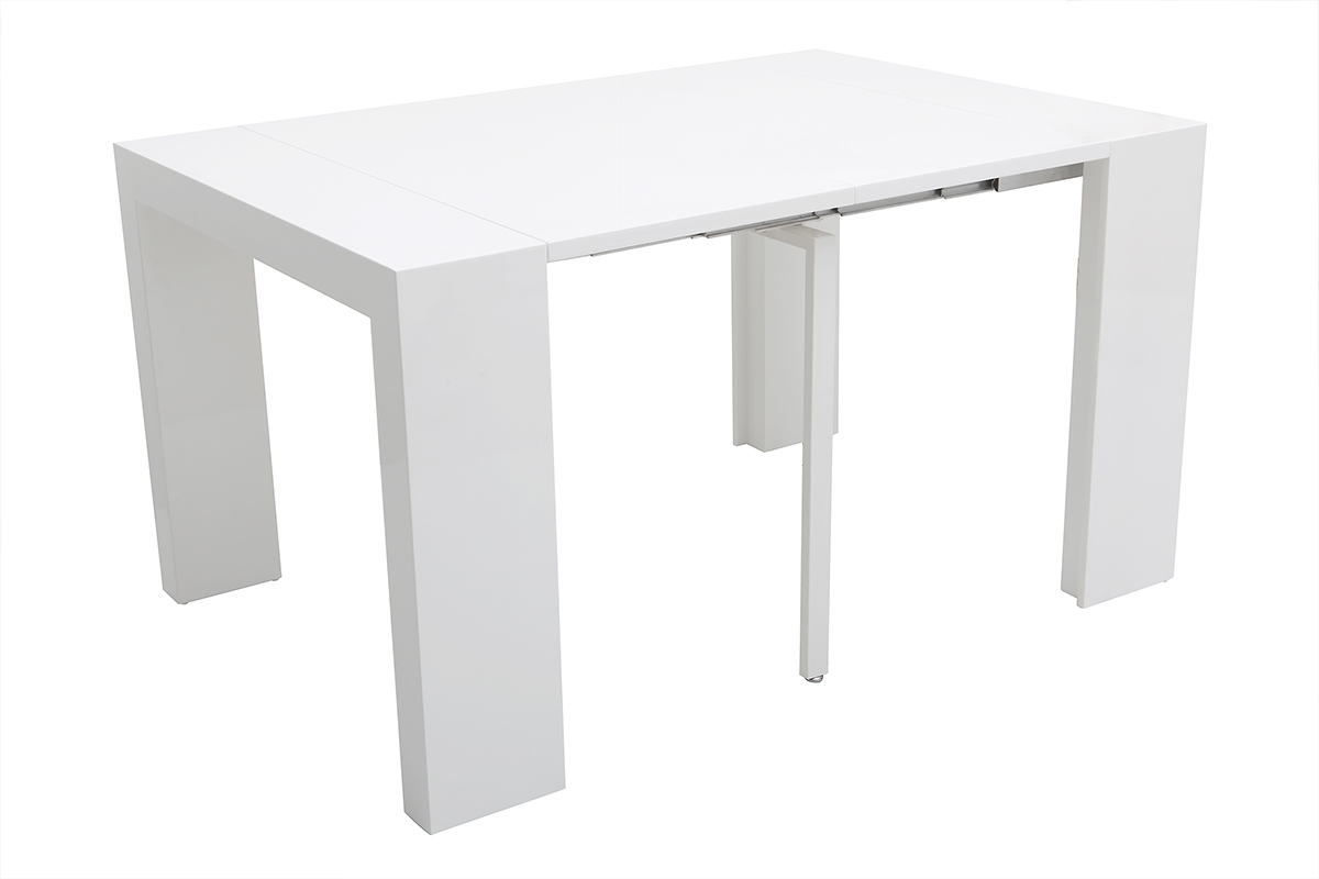 Mesa extensible blanco brillante CALEB