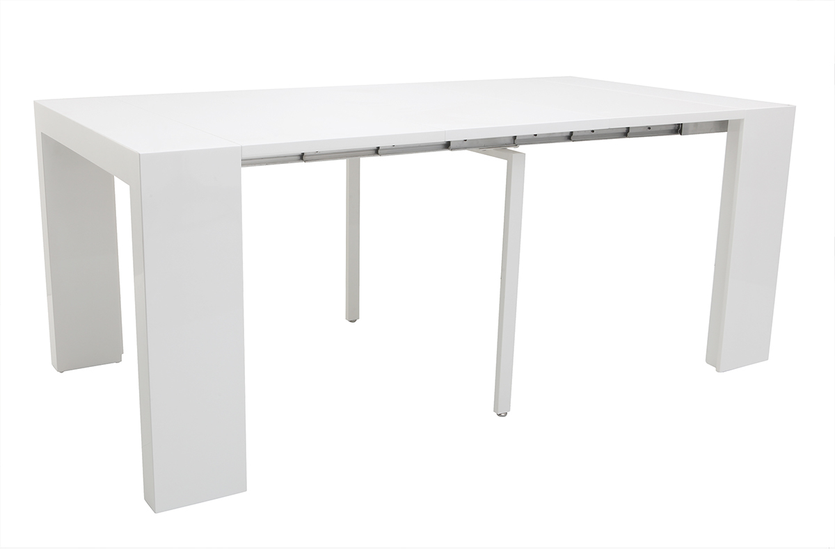 Mesa extensible blanco brillante CALEB