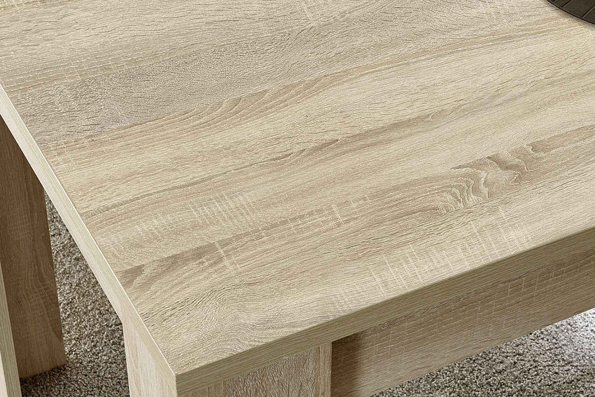 Mesa extensible chapada en roble claro rectangular 137-185cm KOFI