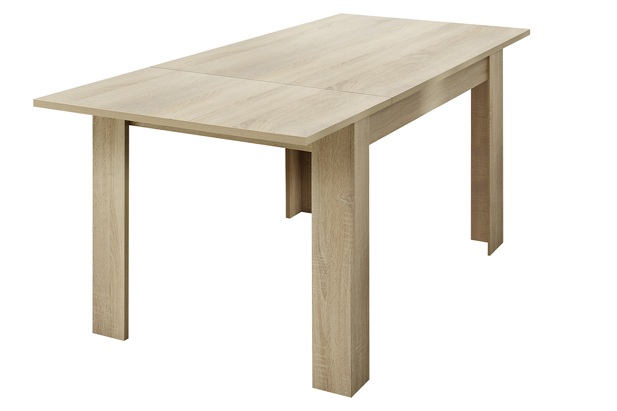 Mesa extensible chapada en roble claro rectangular 137-185cm KOFI