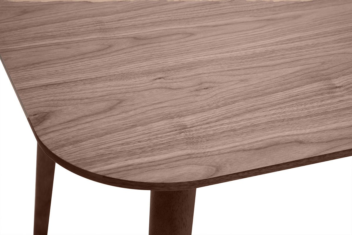 Mesa extensible con extensiones integradas rectangular en madera oscura nogal L140-170 cm ANK