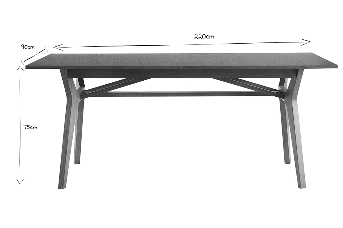 Mesa extensible de contrachapado de fresno 180-220cm FOSTER