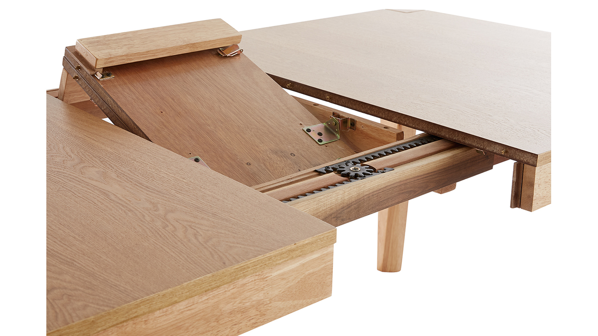 Mesa extensible de contrachapado de fresno y madera de caucho 150-180 cm BOLLY