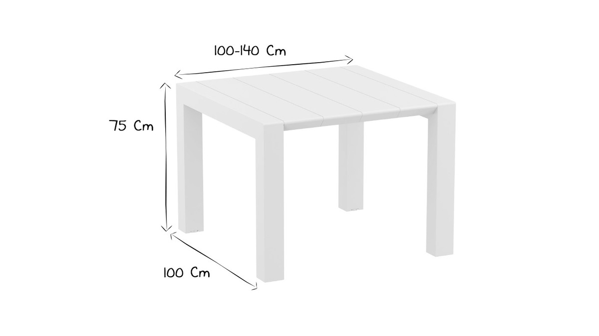Mesa extensible de exterior color blanco L100-140 cm PRIMAVERA