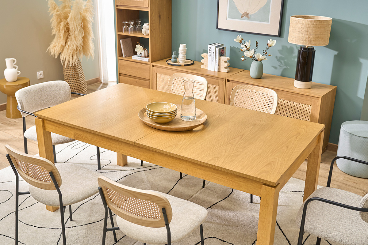 Mesa extensible de madera clara roble L170-230 cm SYLVA