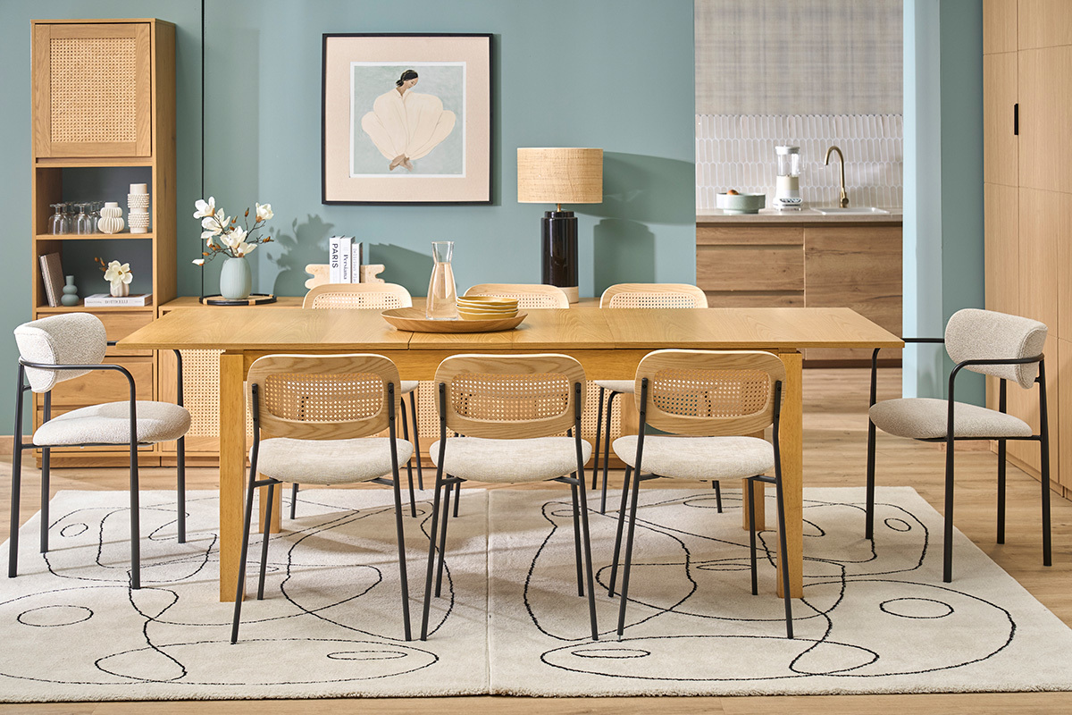 Mesa extensible de madera clara roble L170-230 cm SYLVA