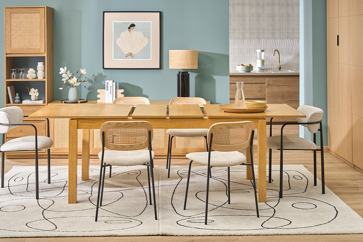 Mesa extensible de madera clara roble L170-230 cm SYLVA