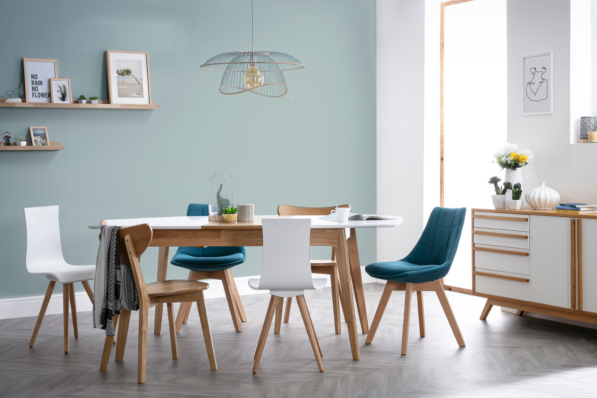 Mesa extensible nrdica blanca y madera MEENA