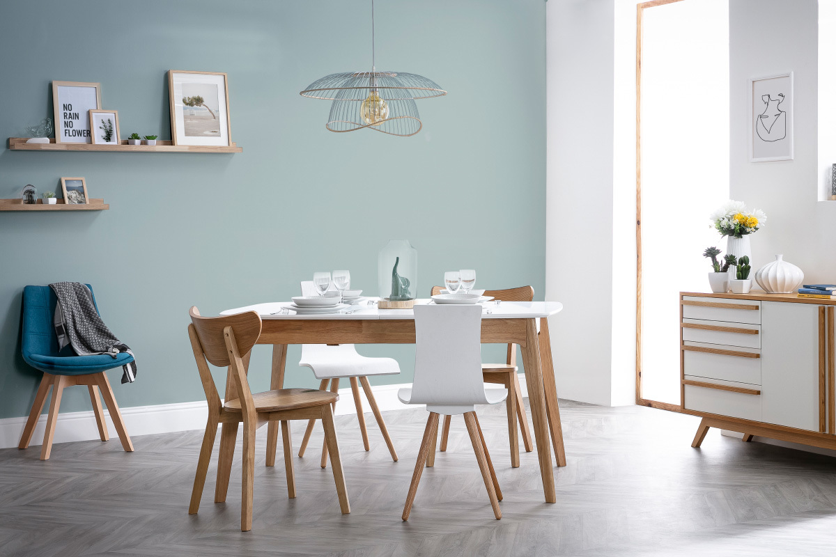 Mesa extensible nrdica blanca y madera MEENA
