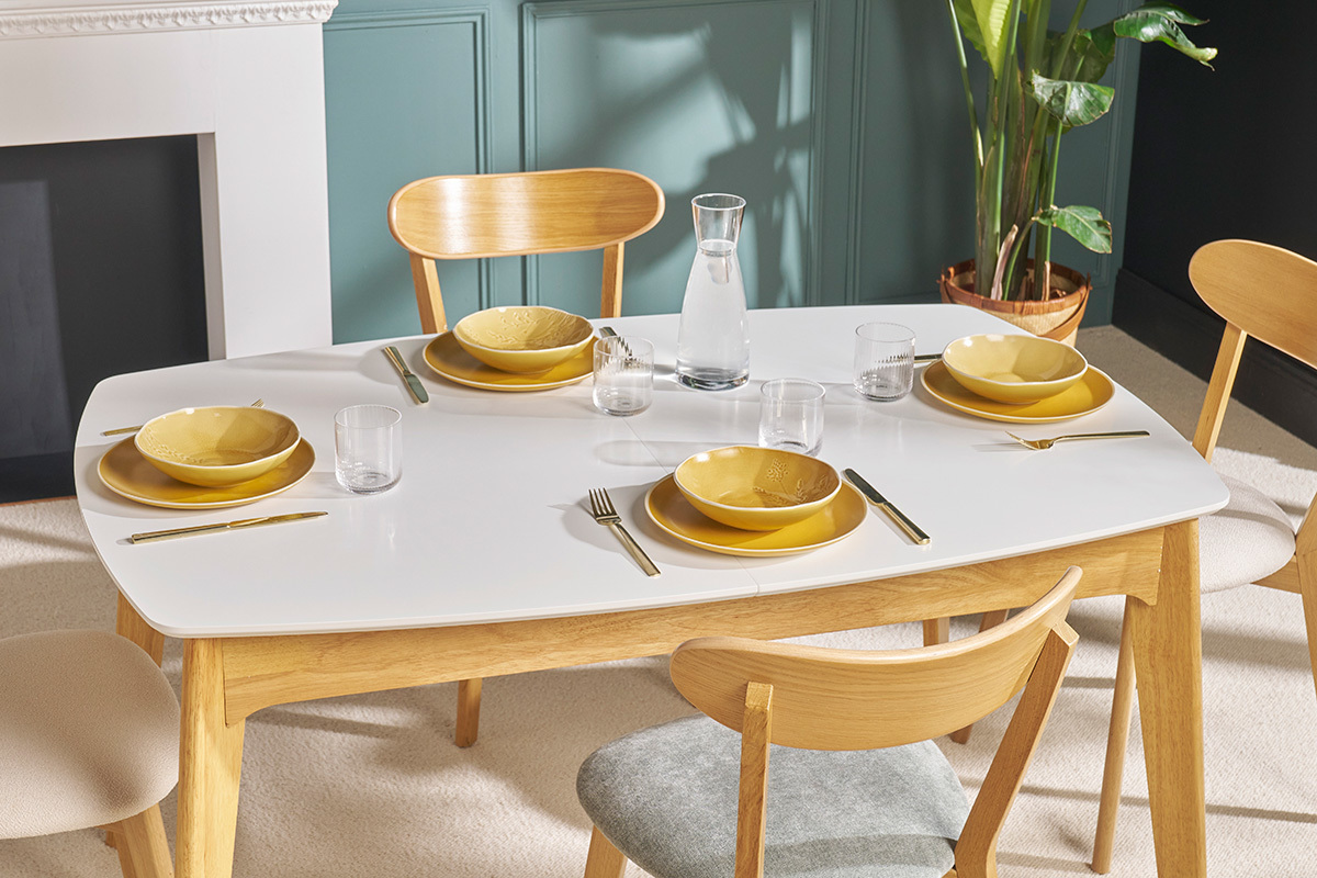 Mesa extensible nrdica blanca y madera MEENA