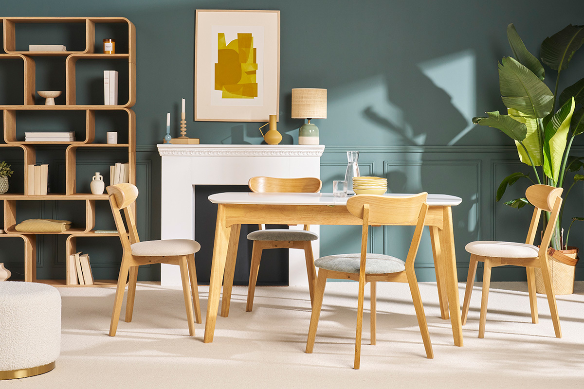 Mesa extensible nrdica blanca y madera MEENA