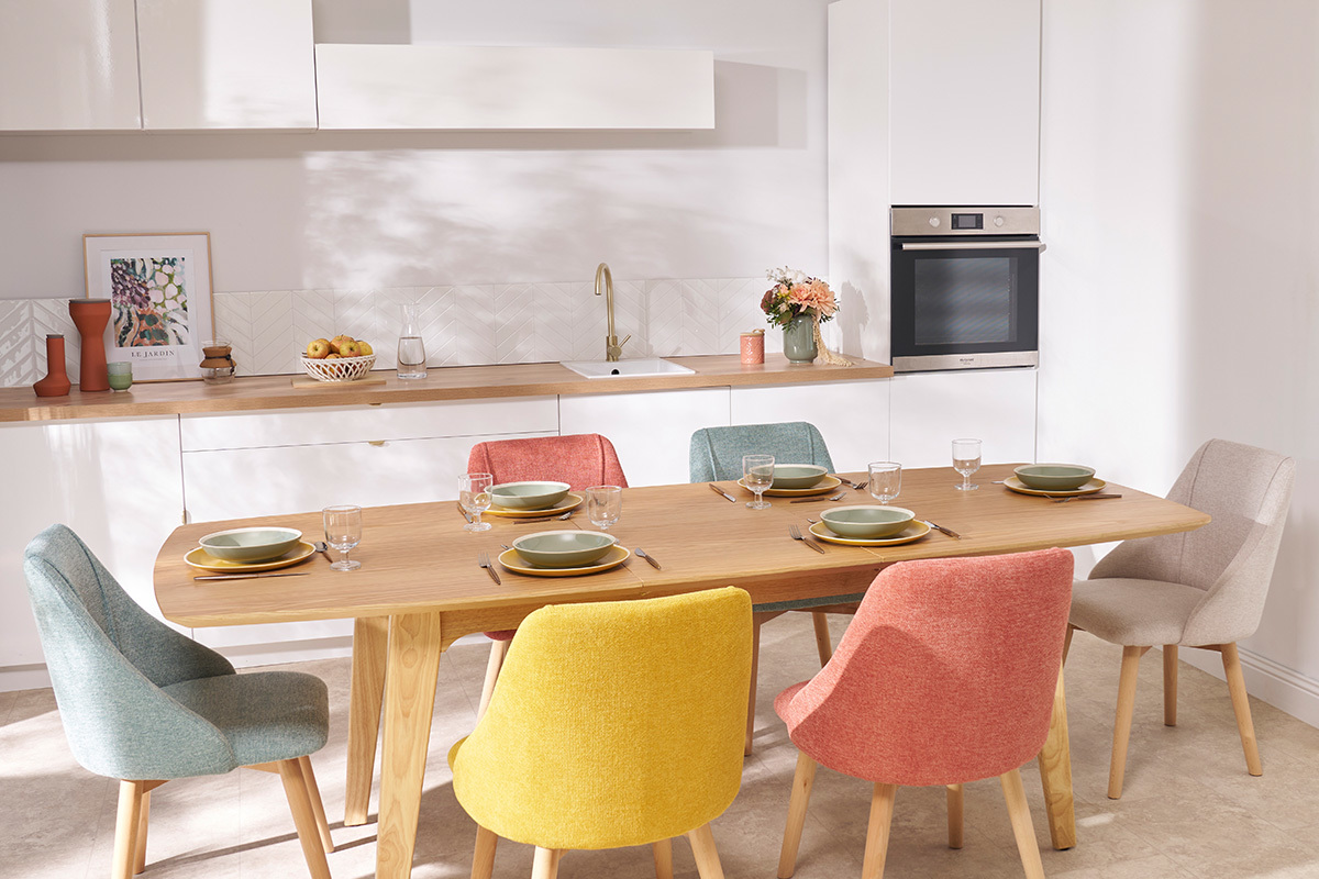 Mesa extensible nrdica de contrachapado de roble 180-230cm FIFTIES