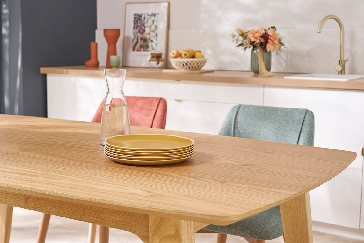Mesa extensible nrdica de contrachapado de roble 180-230cm FIFTIES