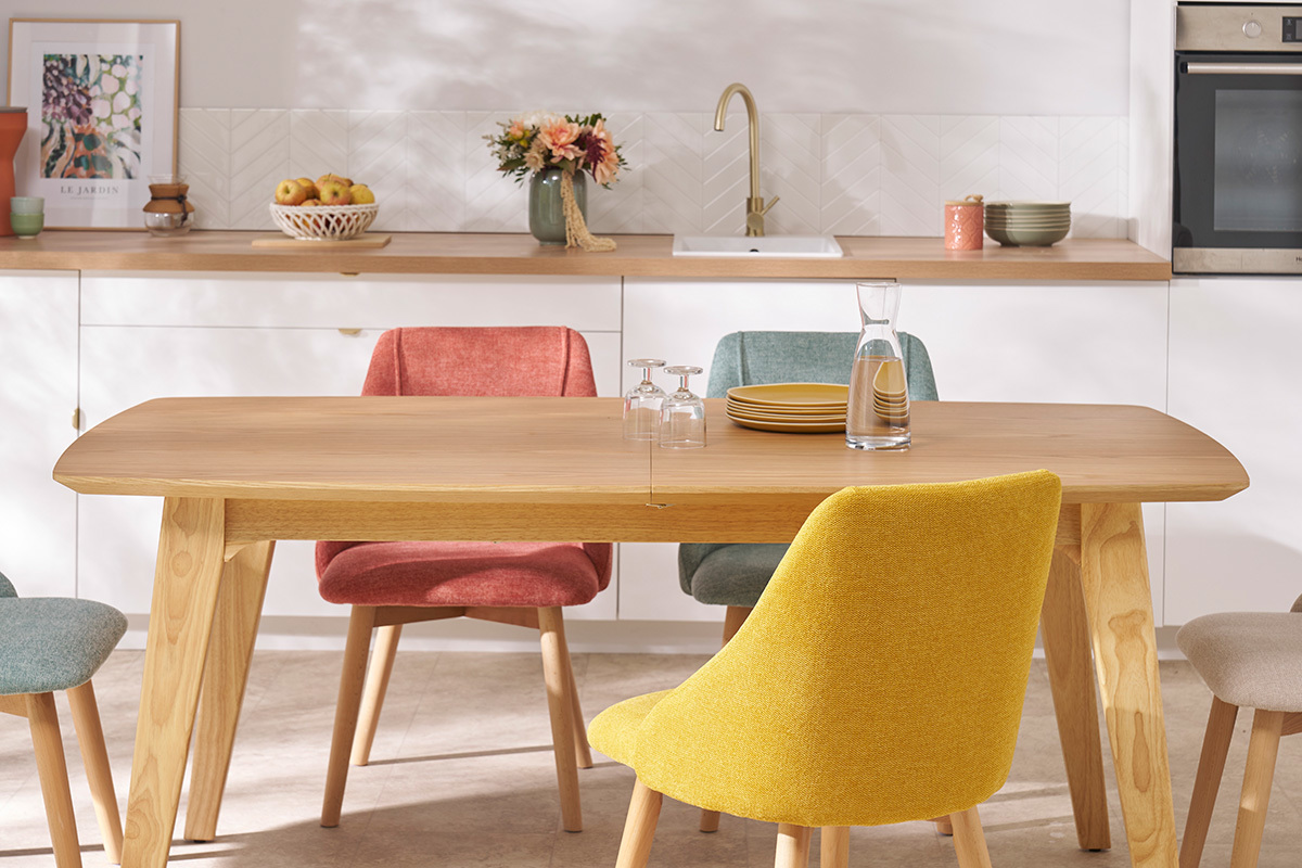 Mesa extensible nrdica de contrachapado de roble 180-230cm FIFTIES