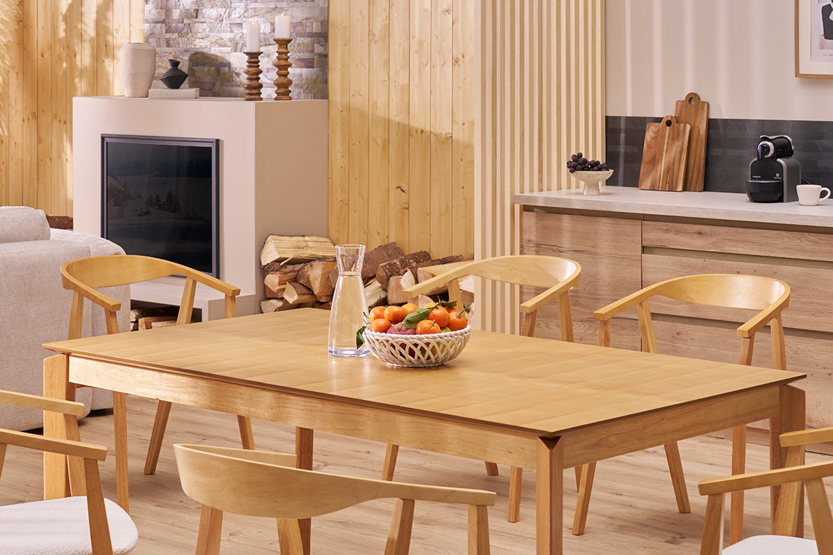 Mesa extensible rectangular de fresno 160-210 cm BONAVISTA