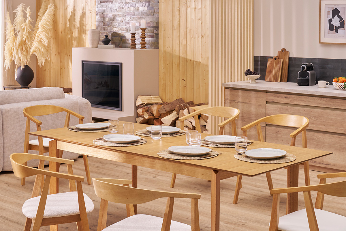 Mesa extensible rectangular de fresno 160-210 cm BONAVISTA