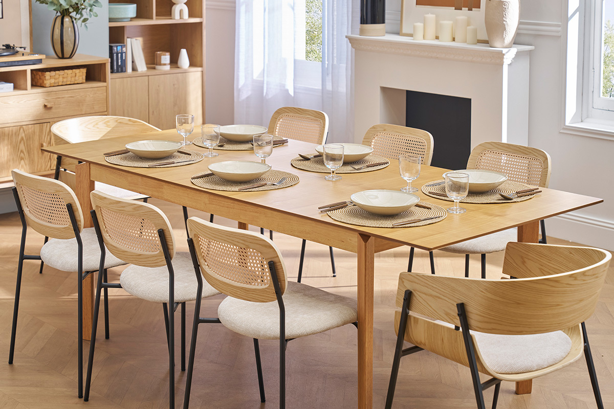 Mesa extensible rectangular de fresno 160-210 cm BONAVISTA