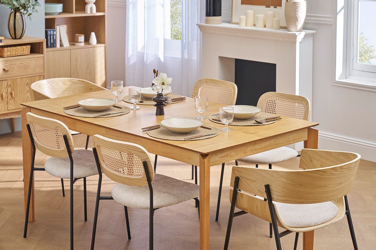 Mesa extensible rectangular de fresno 160-210 cm BONAVISTA