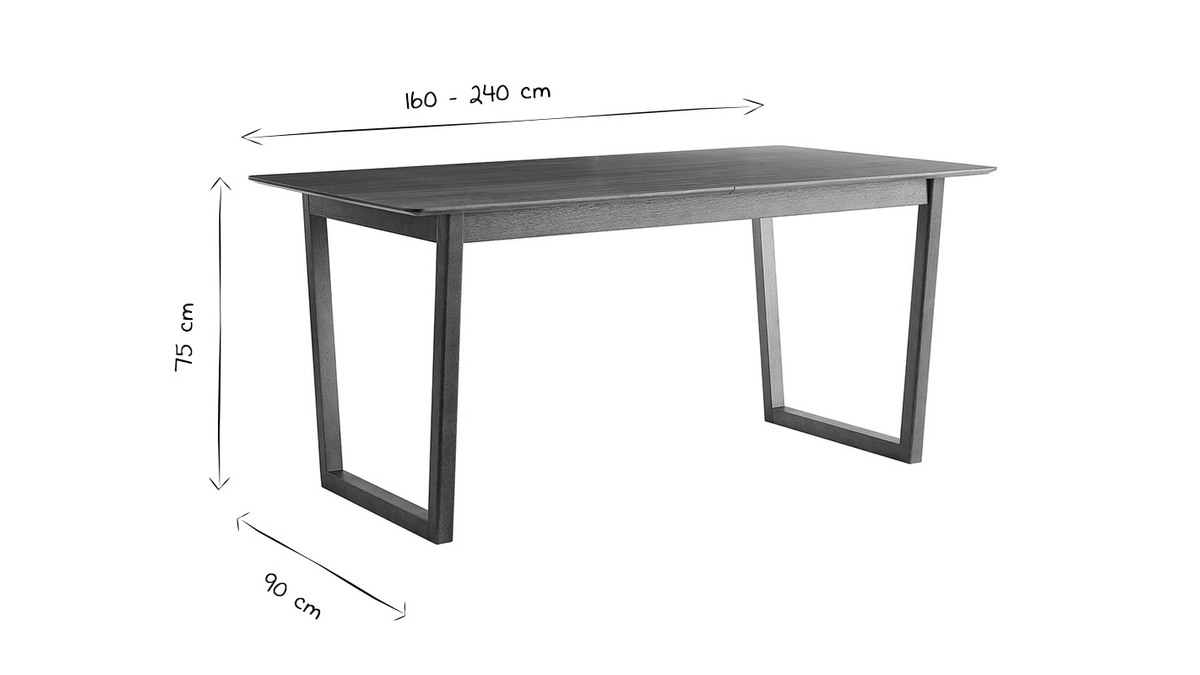 Mesa extensible rectangular de nogal 160-240 cm LAHO